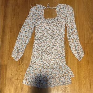 Lost + Wander Floral Long Sleeve Dress in Orange and White